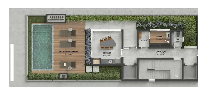 Planta dos terraços das coberturas
